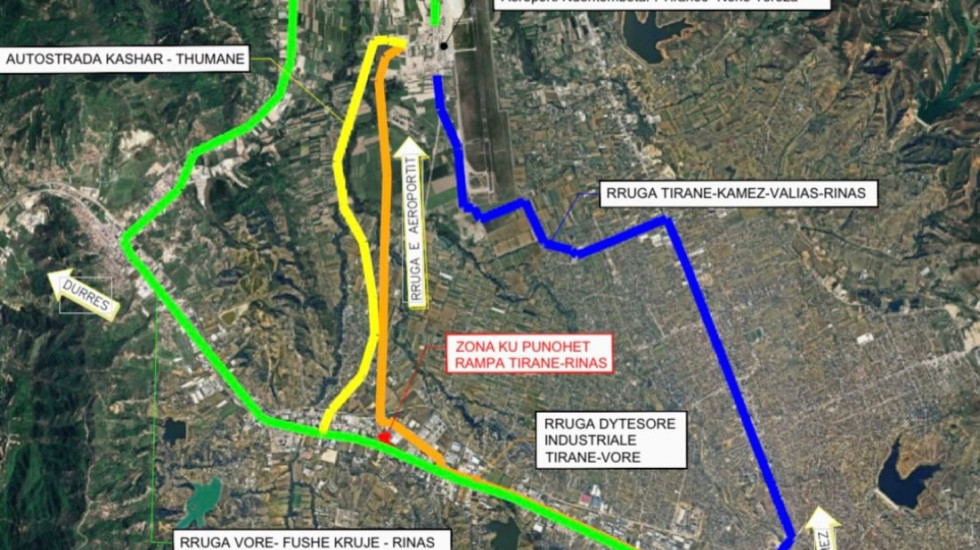 Rruga Tiranë-Rinas do të bllokohet më 13 dhe 14 janar, ja akset alternative