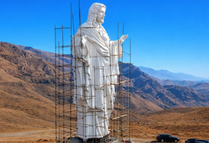 Statuja gjigante e Krishtit ngrihet në zonën që u bombardua nga Shteti Islamik