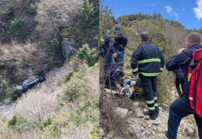Makina del nga rruga dhe bie në humnerë, shpëton mrekullisht shoferi në Tepelenë