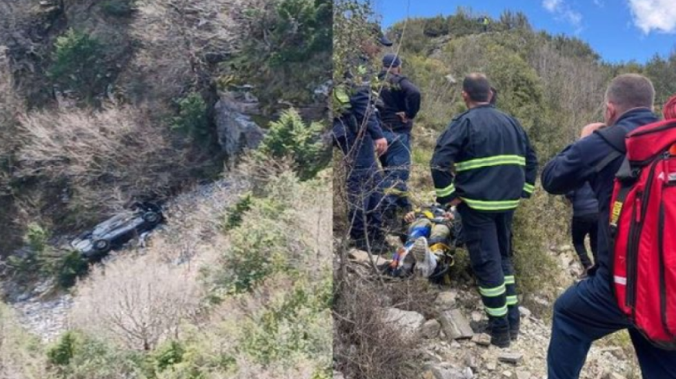Makina del nga rruga dhe bie në humnerë, shpëton mrekullisht shoferi në Tepelenë