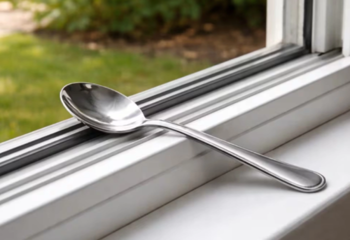 Truku me lugë në dritare për të ulur lagështinë në shtëpi