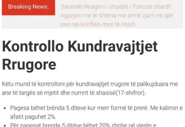 Skemë mashtrimi online me faqe të rreme për gjoba, paralajmërimi i policisë